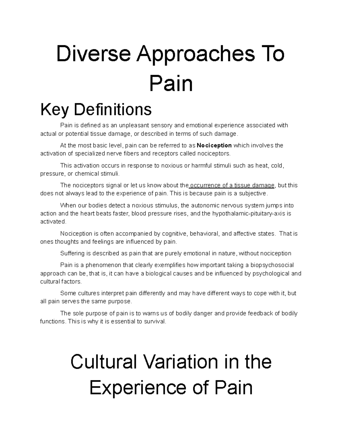 Health Psy Ch 10 Diverse Approachs to Pain - Diverse Approaches To Pain ... - Approach Fears That Impact Pain