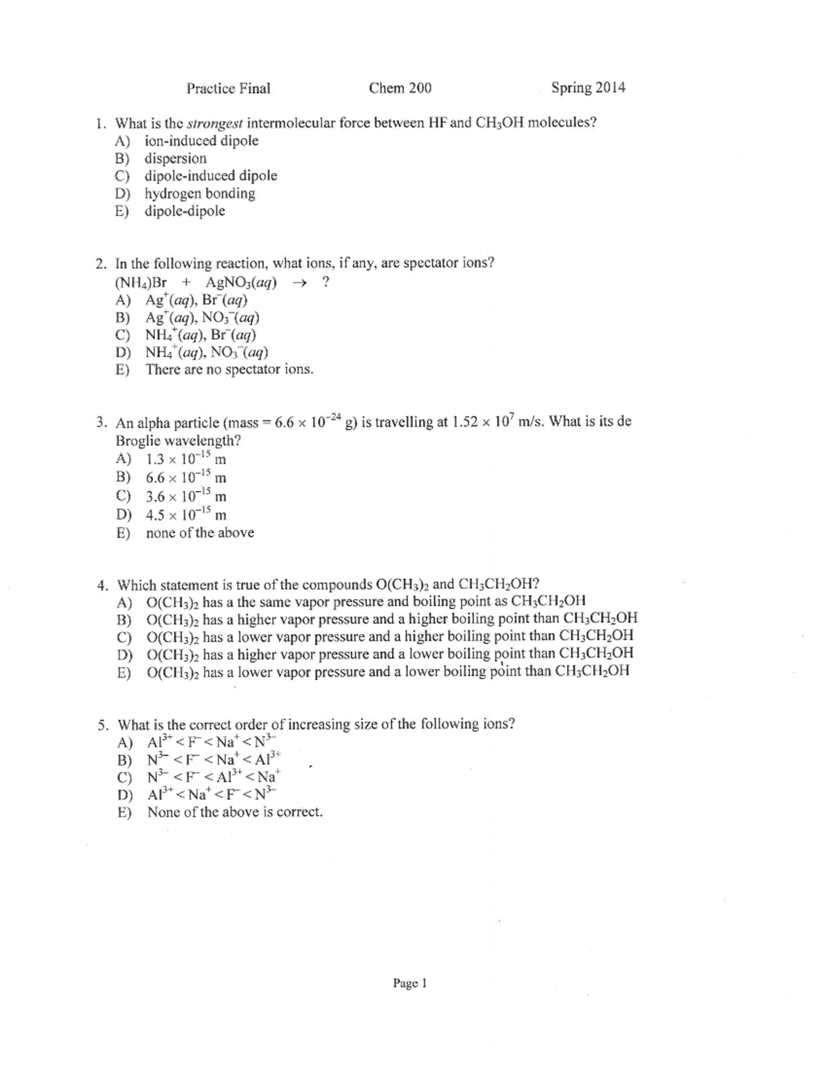 Chem 200 practice final 2014 - Chem-200 - Studocu