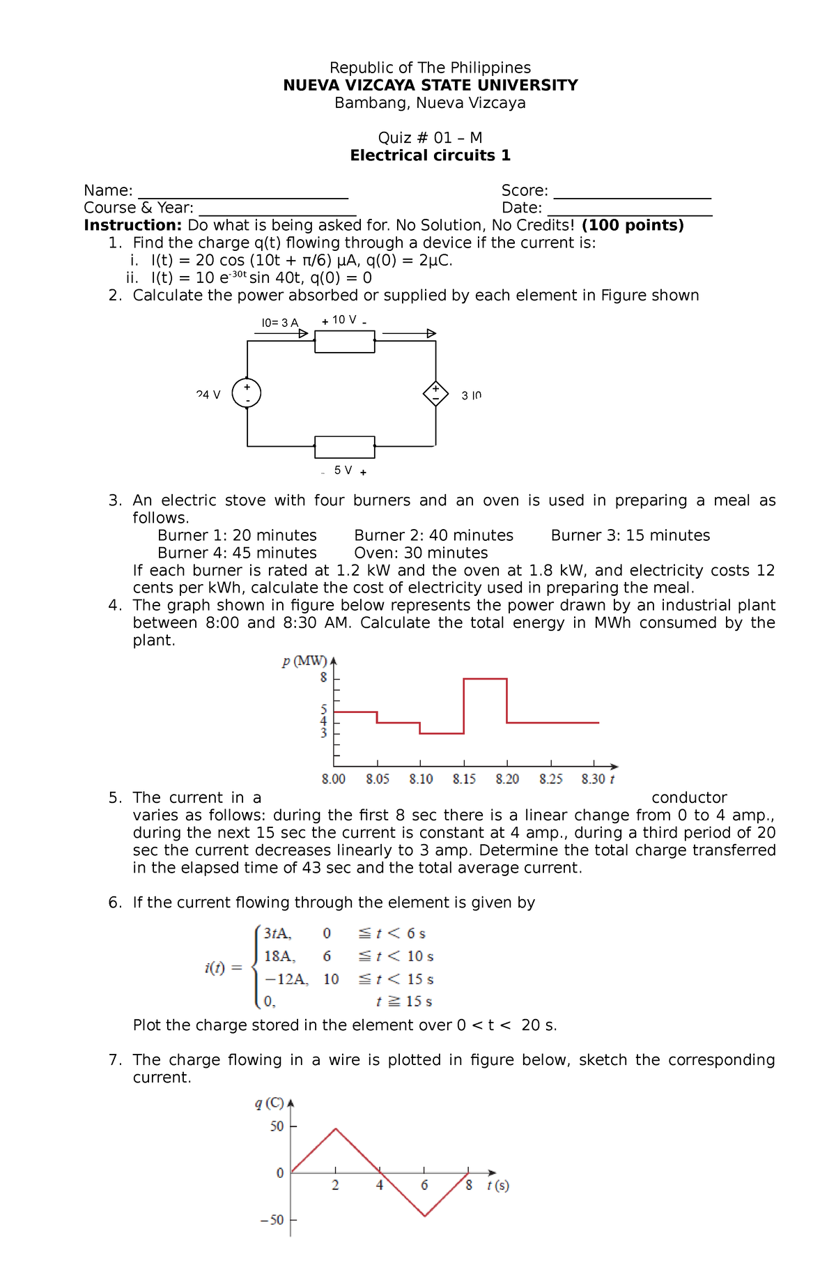 Circuits 1 quiz # 1 2022 - Republic of The Philippines NUEVA VIZCAYA ...