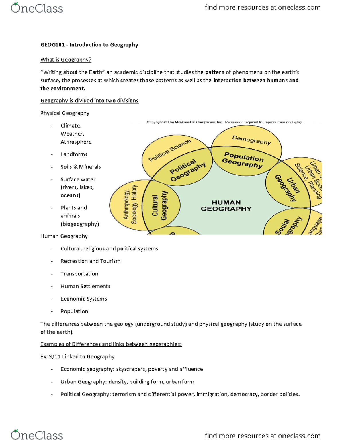 Lecture 1 - Introduction To Geography - Geog 101 - UWaterloo - Studocu