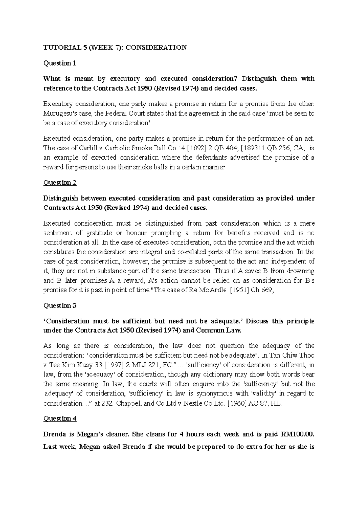 346900 Tutorial 5 (Week 7) - TUTORIAL 5 (WEEK 7): CONSIDERATION ...