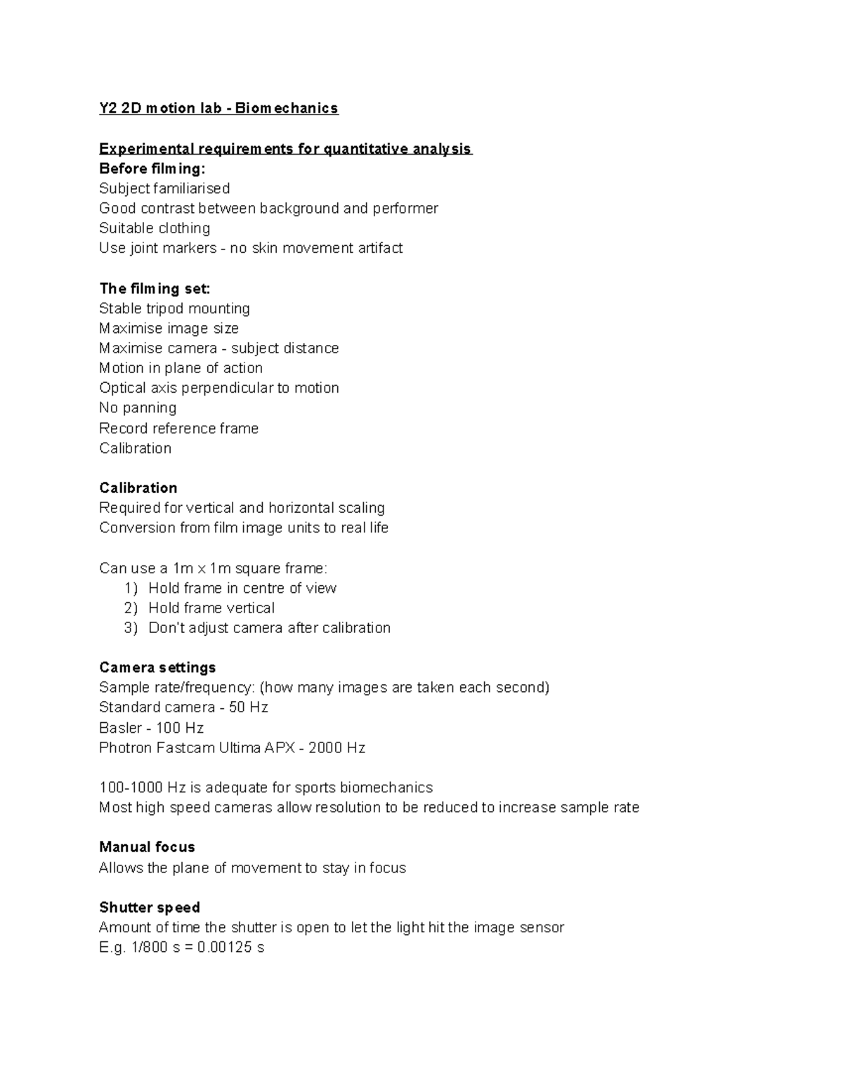Y2 Sport science - 2D Motion lab - Biomechanics - Y2 2D motion lab ...
