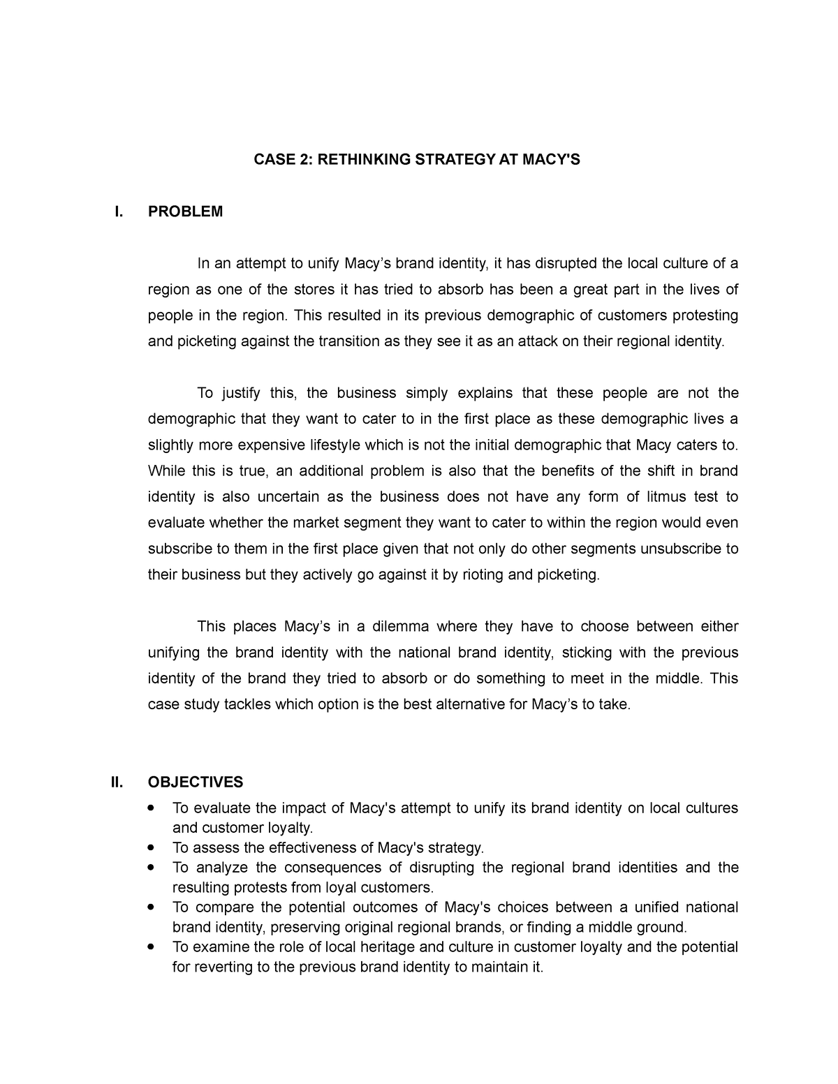 Group D MRKM 7 B CASE 2 Rethinking Strategy AT MACY'S - CASE 2 ...