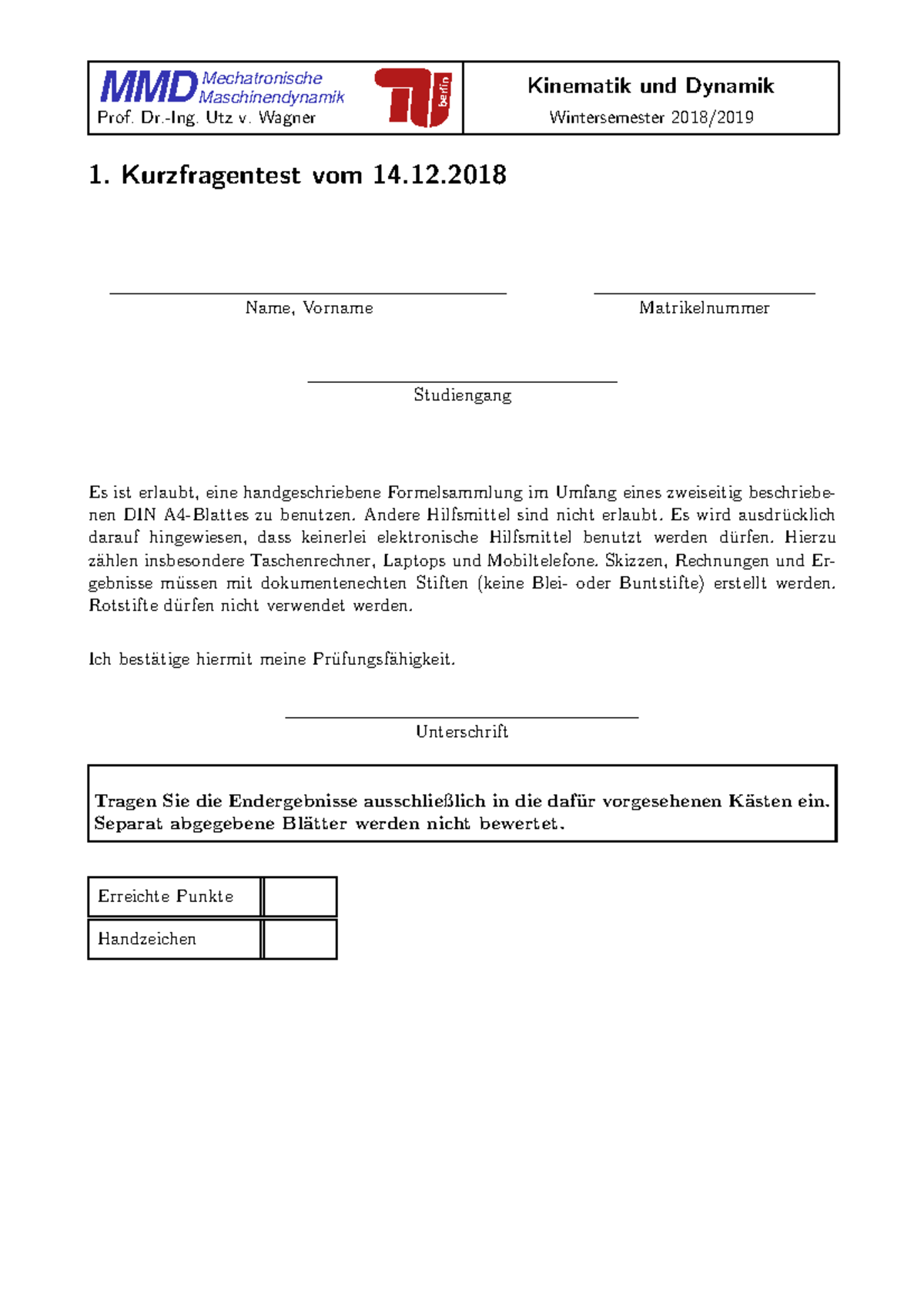 Kin Dyn Test 1Wi Se1819 - MMD Mechatronische Maschinendynamik berlin ...