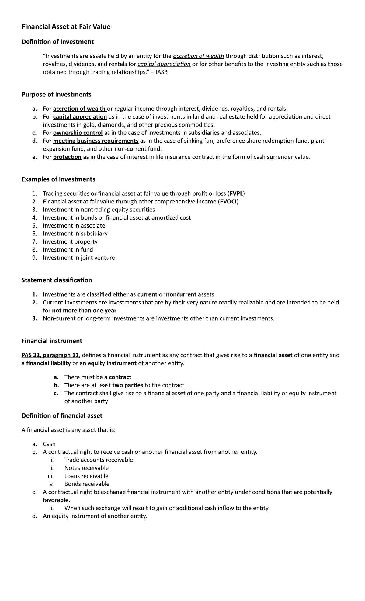 Financial Asset FV Notes - Financial Asset at Fair Value Definition of ...