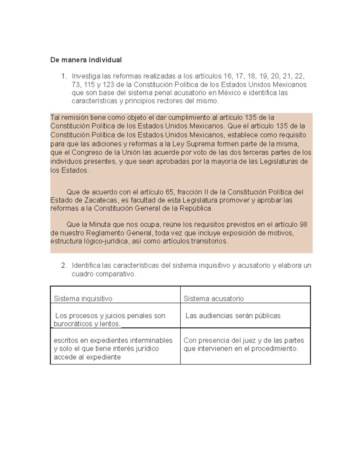 Actividad 1 Derecho Procesal Penal - De Manera Individual Investiga Las ...