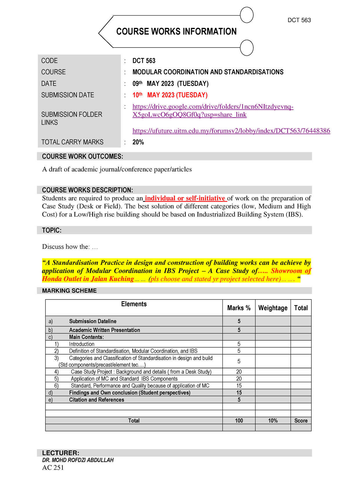 assignment brief adalah