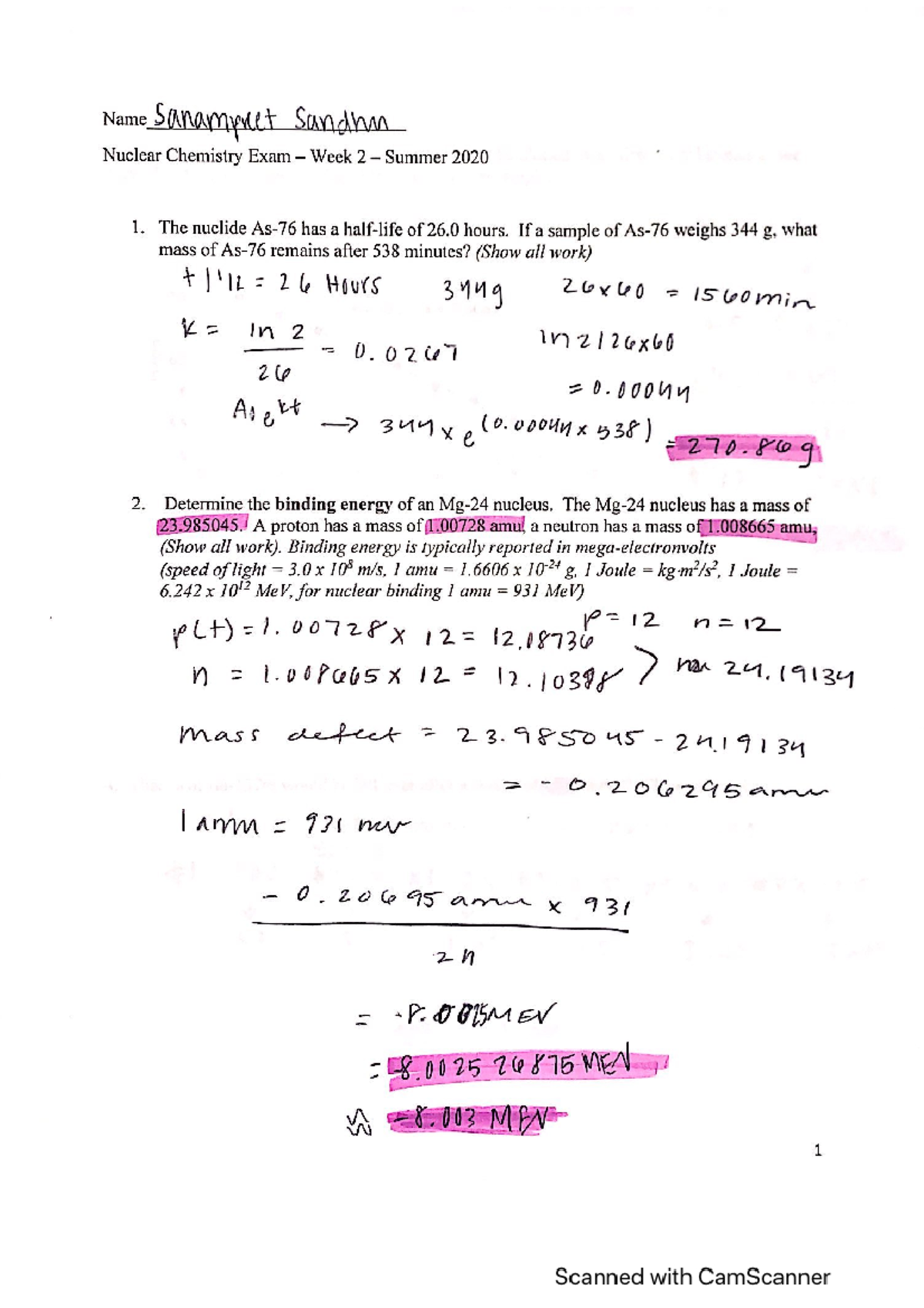 Exam week 2 nuclear chem - CHEM 001B - Studocu