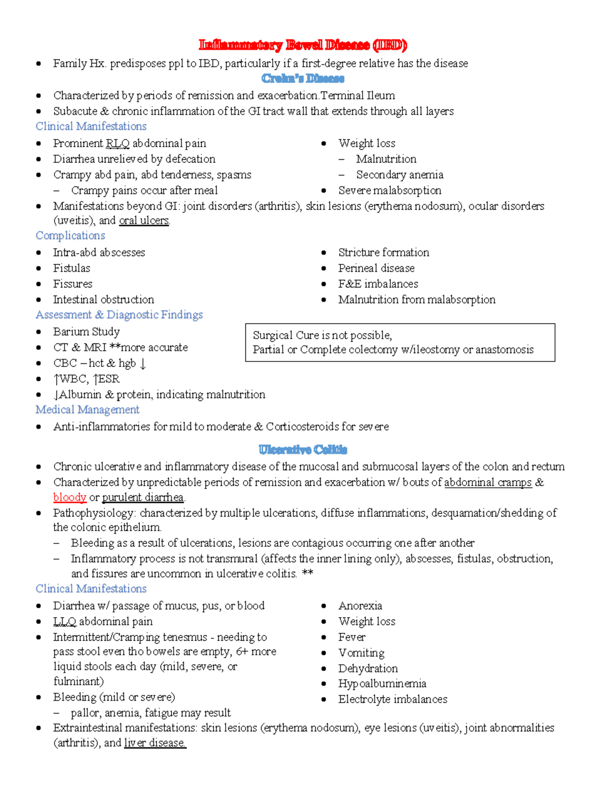 IBD, Obesity - Assessment, Diagnosis findings, Medical Management ...