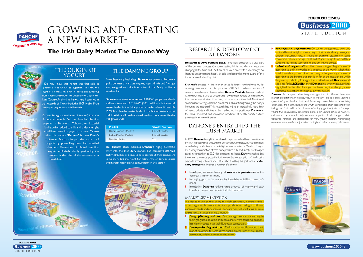 Danone - segmentation - Business 2000 SIXTH edition ...