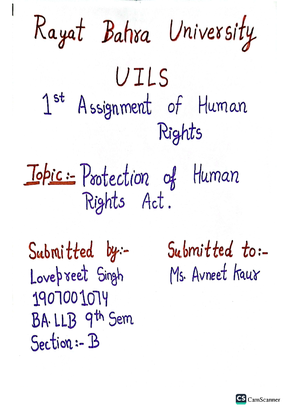 Hr 1 - Human Rights - Bachelors of Law - Studocu