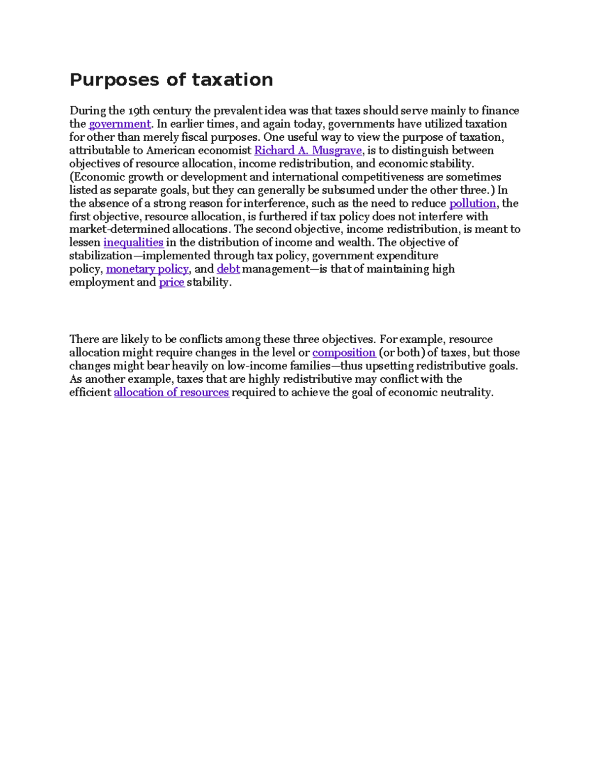Purposes of taxation notes Purposes of taxation During the 19th