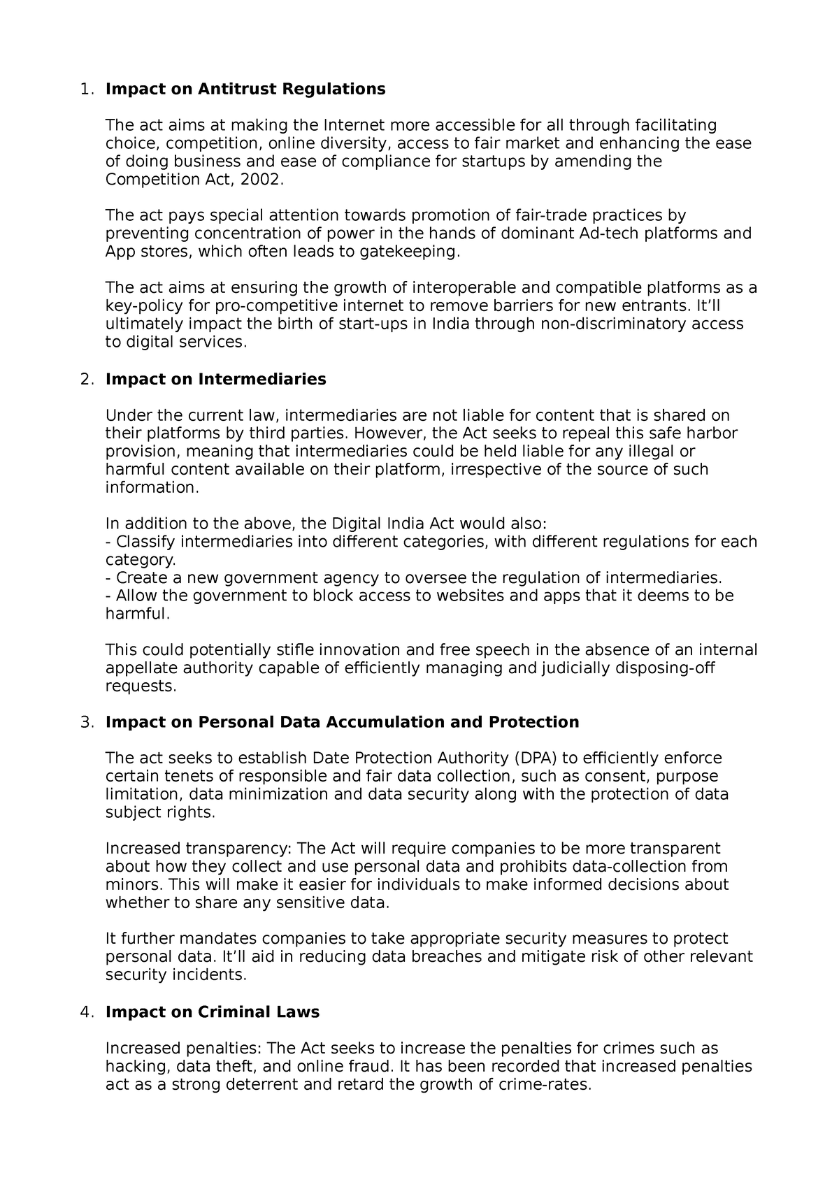 Impact of Digital India Act on Different Laws of India - Impact on ...