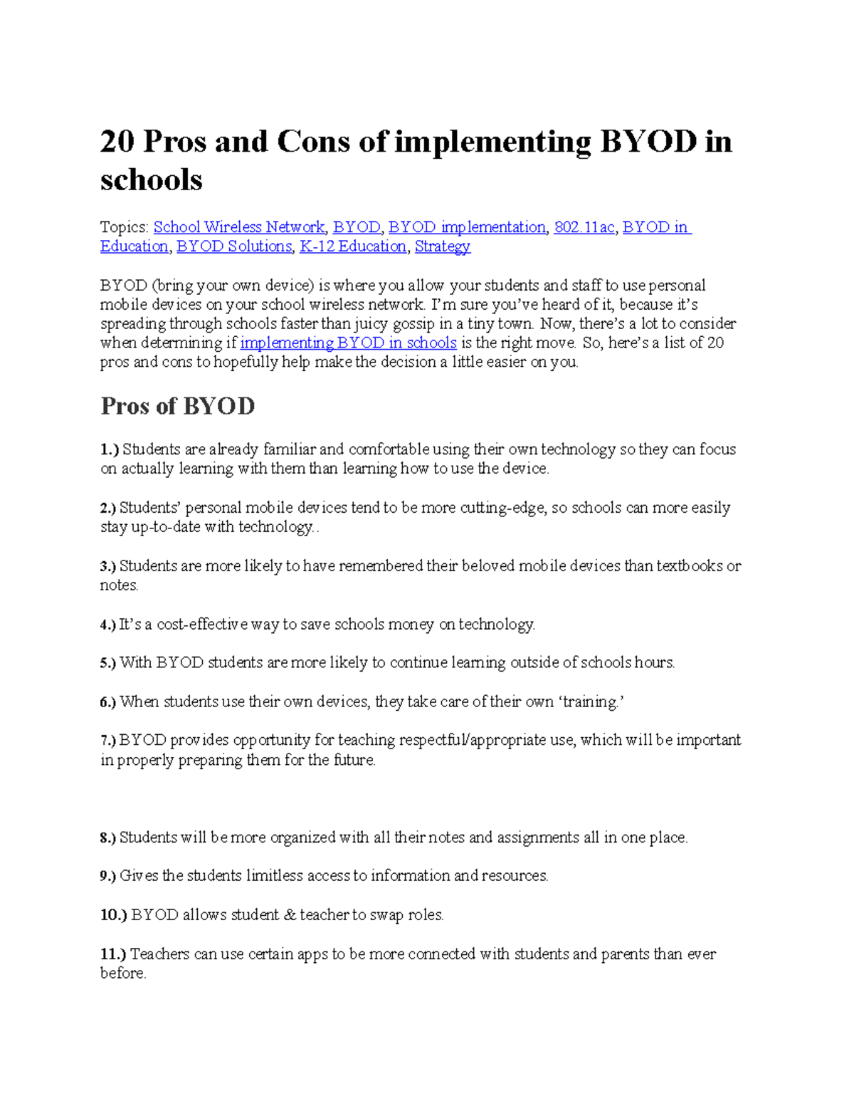 BYOD - Field Activity - 20 Pros And Cons Of Implementing BYOD In ...