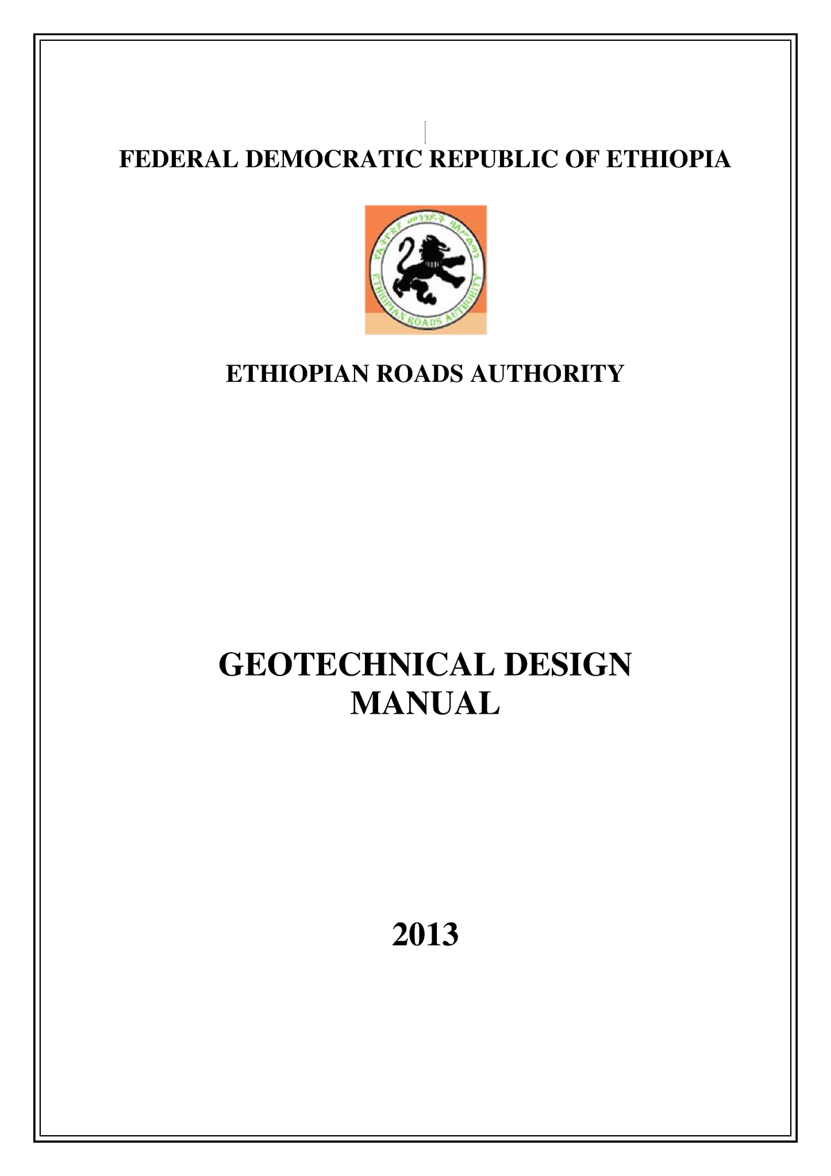 Geotechnical Design Manual Final - FEDERAL DEMOCRATIC REPUBLIC OF ...