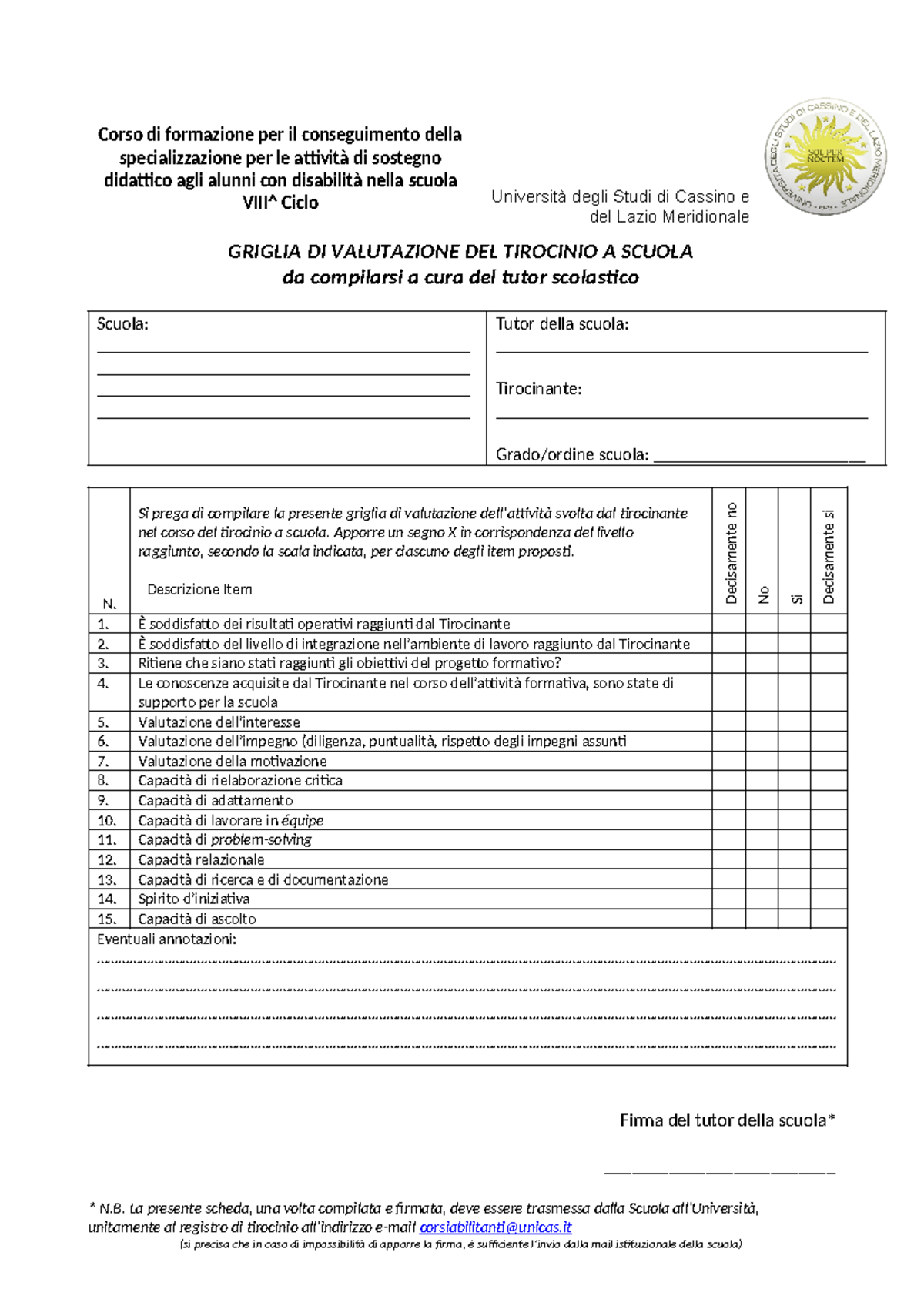 libretto tirocinio tfa sostegno compilato pdf