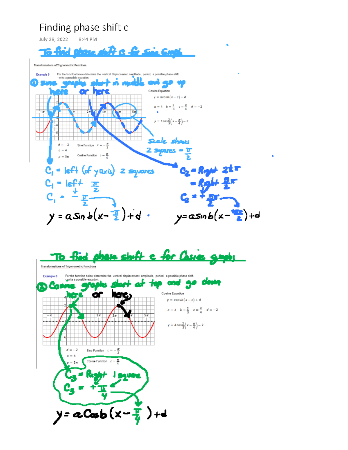 Ch 5 Finding phase shift c MATH 100 Finding phase shift c July 28