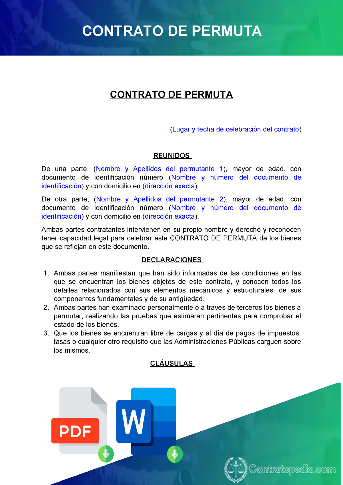 Contrato-de-permuta - Tarea - CONTRATO DE PERMUTA (Lugar y fecha de ...