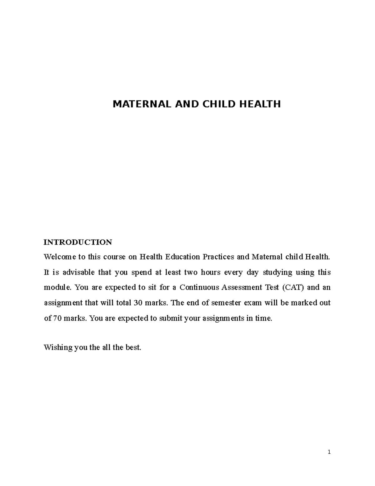 Maternal%20AND%20 Child%20 Health - MATERNAL AND CHILD HEALTH ...
