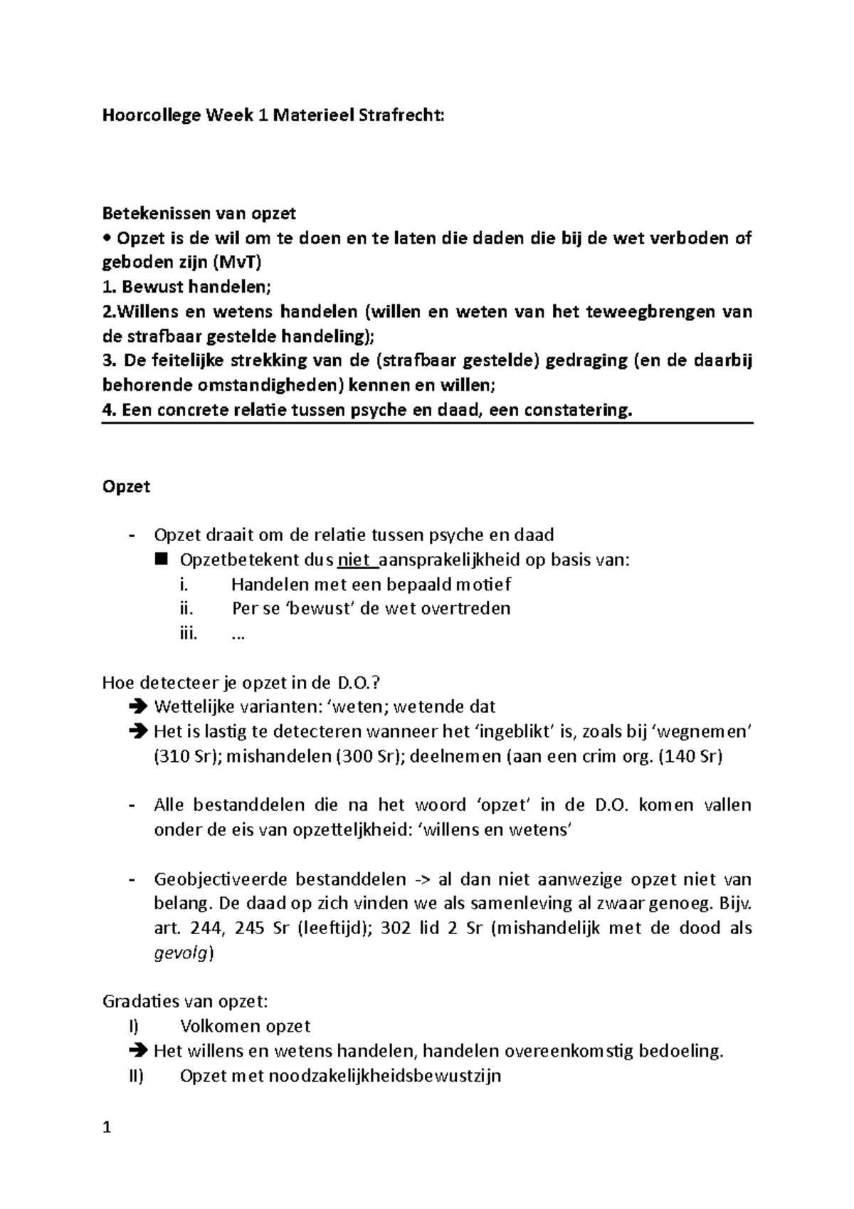 Materieel Strafrecht Werkgroep Week 1 - Hoorcollege Week 1 Materieel ...