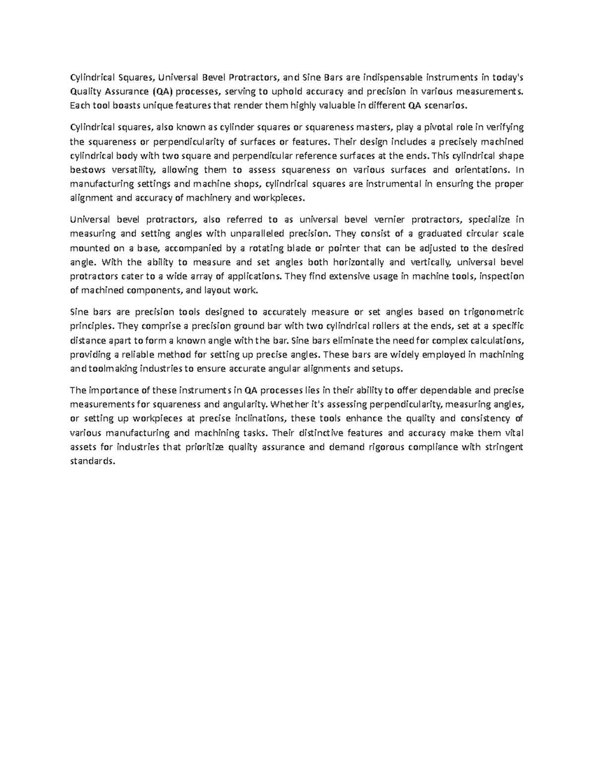 Metrology DP4 Cylindrical Squares, Universal Bevel Protractors, and