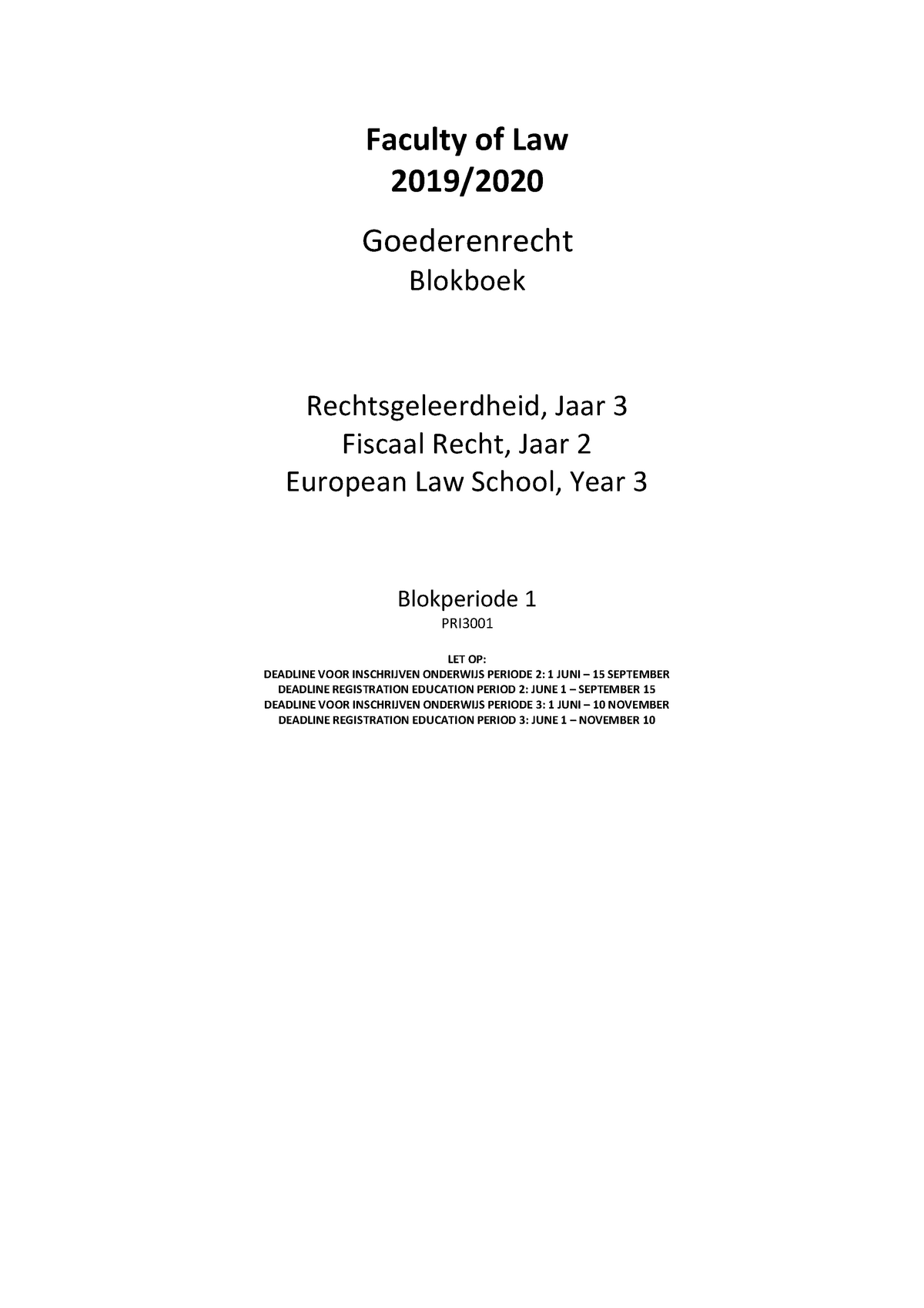 Blokboek - Faculty Of Law 2019/ Goederenrecht Blokboek ...