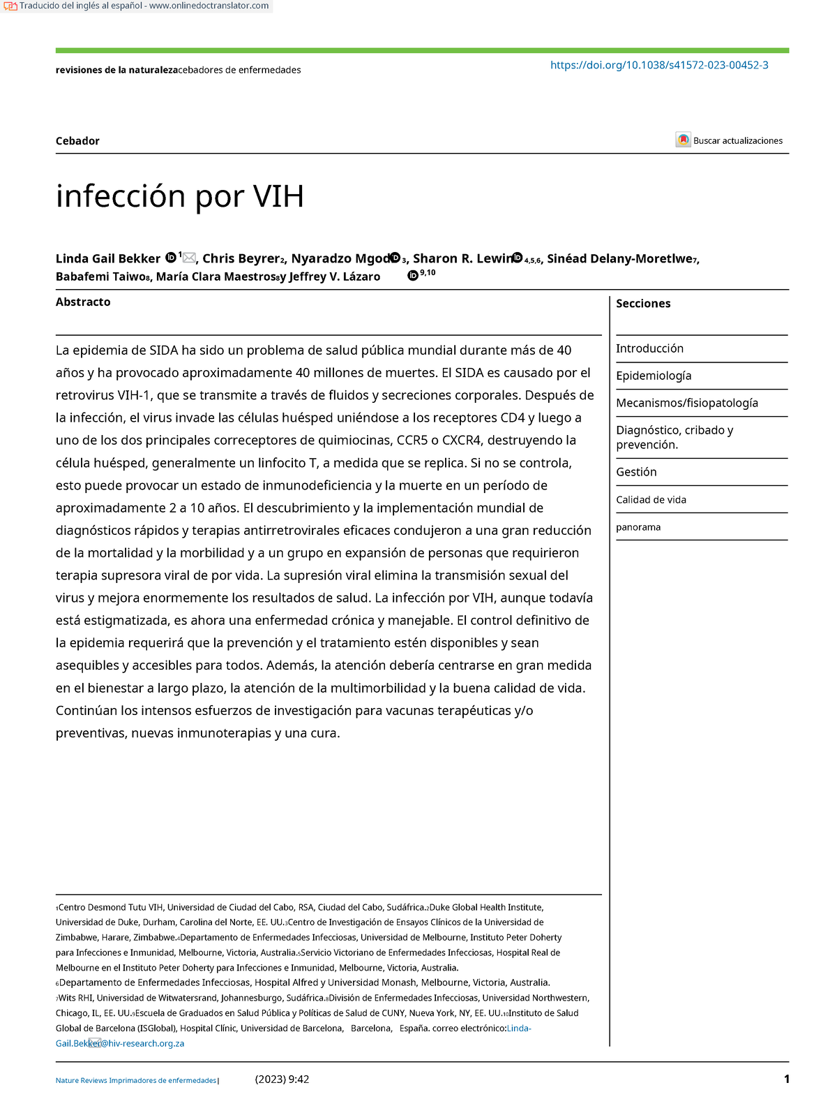 Infecci N Por Vih Resumen Y Art Culo Revisiones De La Naturalezacebadores De Enfermedades