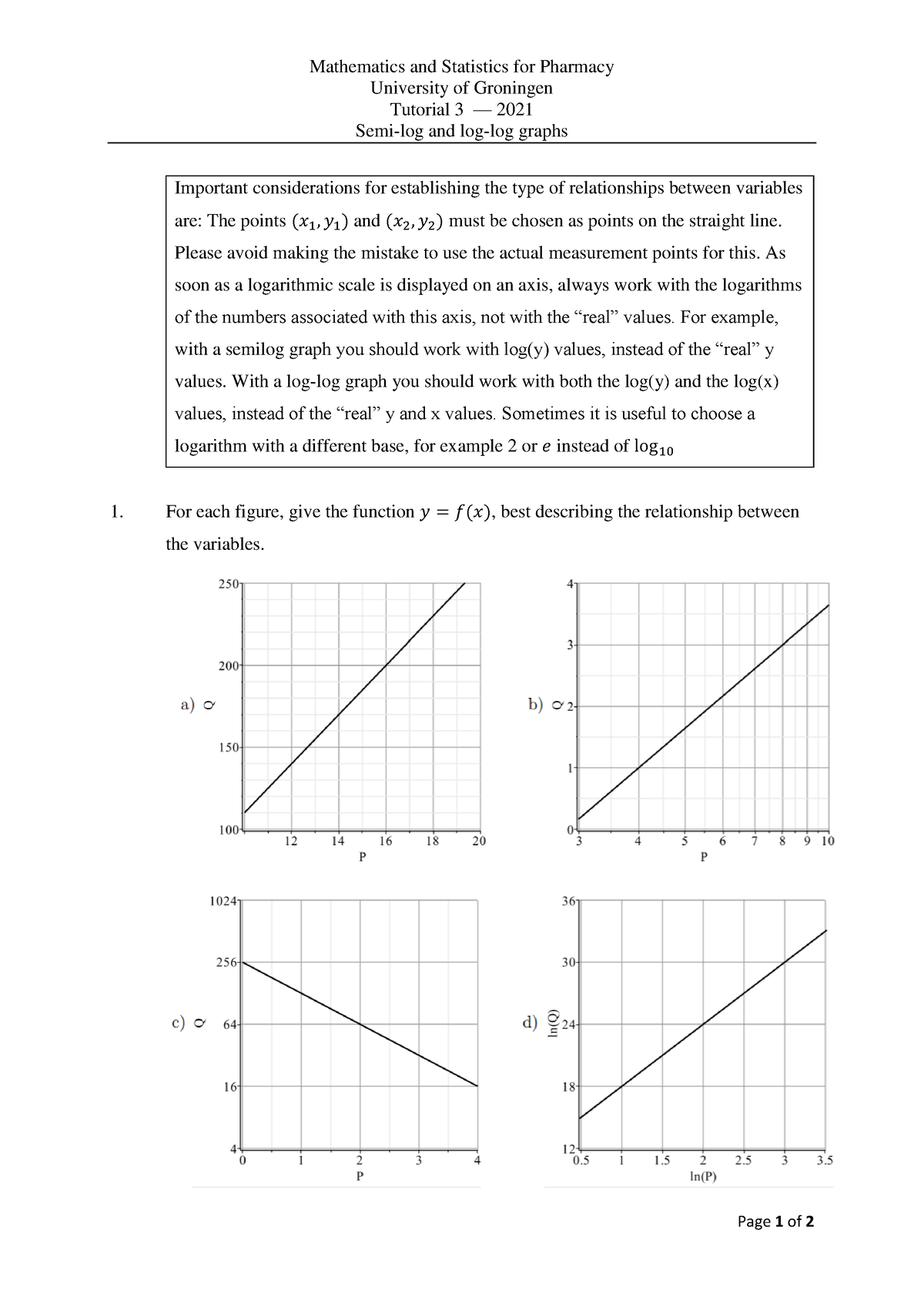 Math Stat Tutorial 3 - Oefenopdracht - Mathematics And Statistics For ...