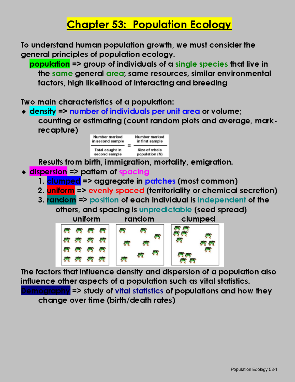 AP Biology Chapter 53 Teacher Notes - Chapter 53: Population Ecology To ...