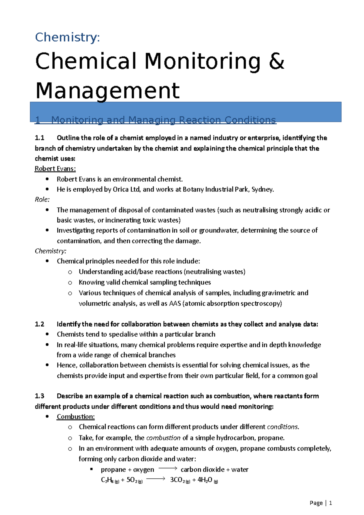 Chemical Monitoring & Management Chemistry Chemical Monitoring