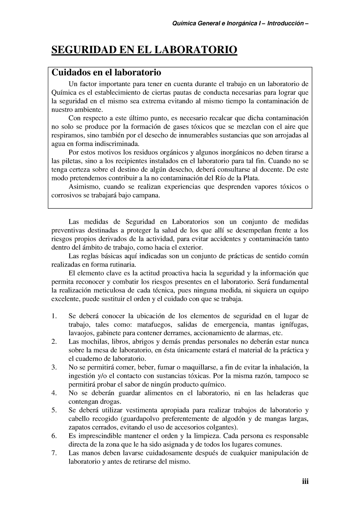Normas De Seguridad En El Laboratorio Iii Seguridad En El Laboratorio Cuidados En El 0119