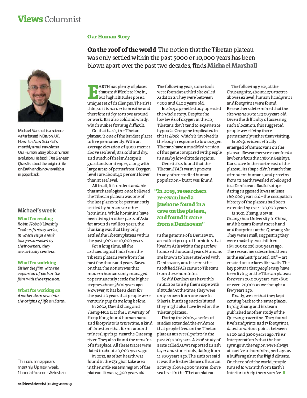 DAY 24 Article - 22 | New Scientist | 12 August 2023 Views Columnist E ...