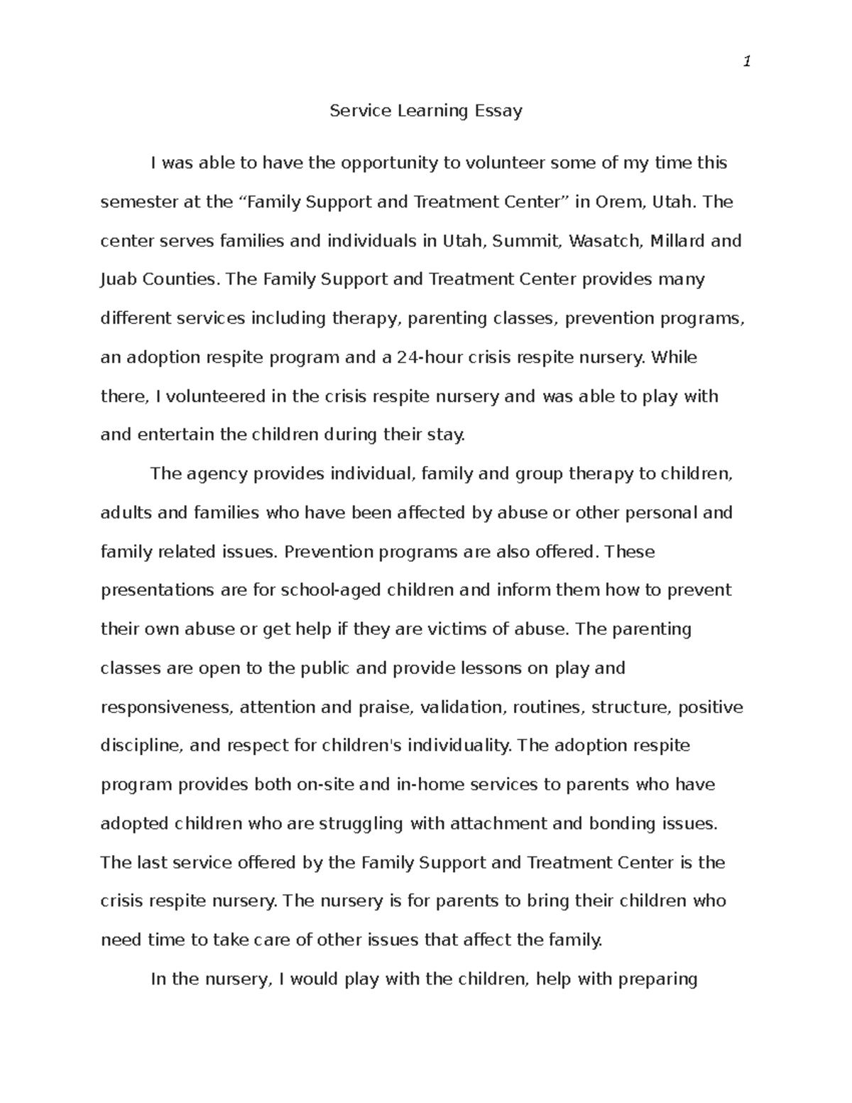 service learning essay pdf