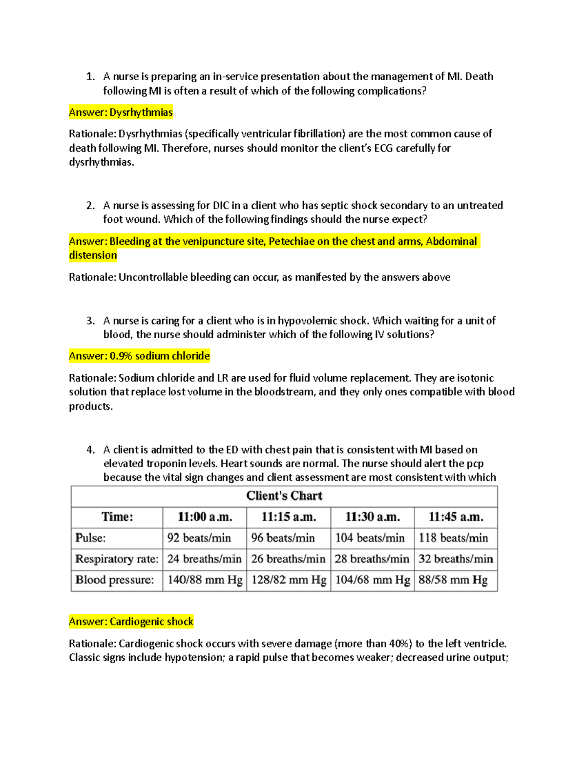 Exam 2 Review - Helpful - A Nurse Is Preparing An In-service 