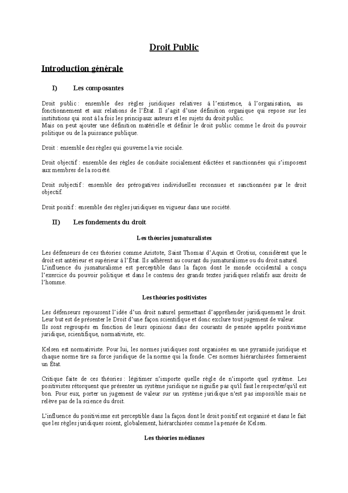 Introduction générale - Droit Public Introduction générale I)Les ...