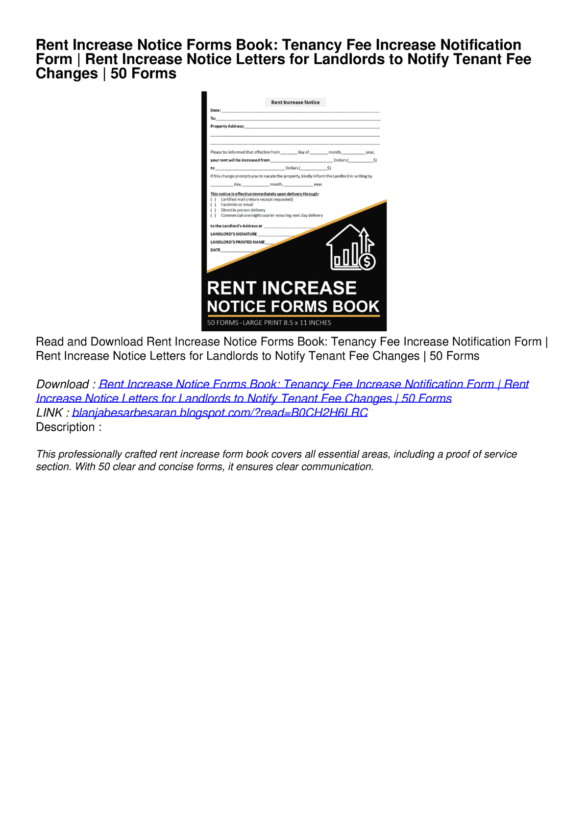 Pdfdownload Rent Increase Notice Forms Book Tenancy Fee Increase Notifi Rent Increase 0772