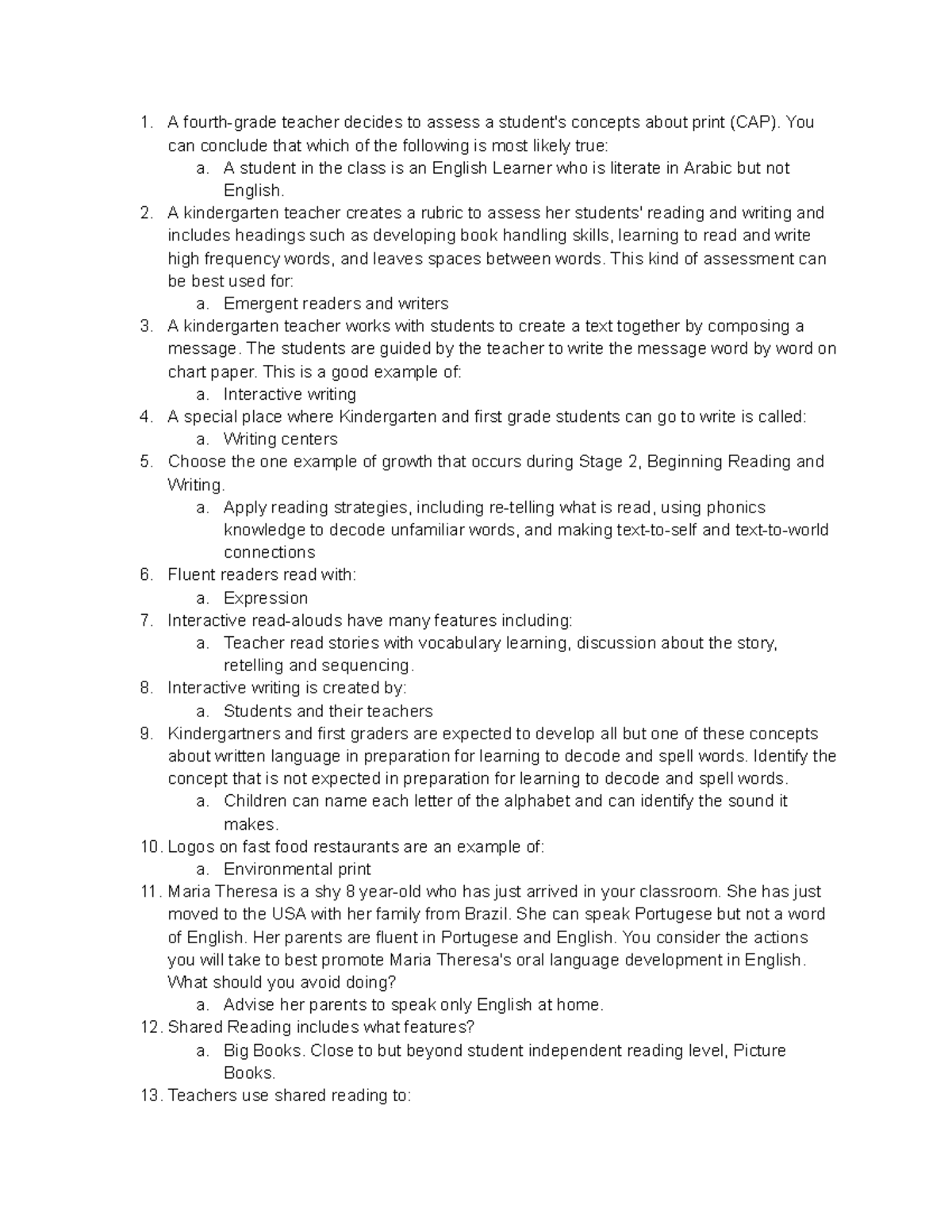 Exam 1 Exam 1 answers education 461 UMass amherst A fourthgrade teacher decides to assess