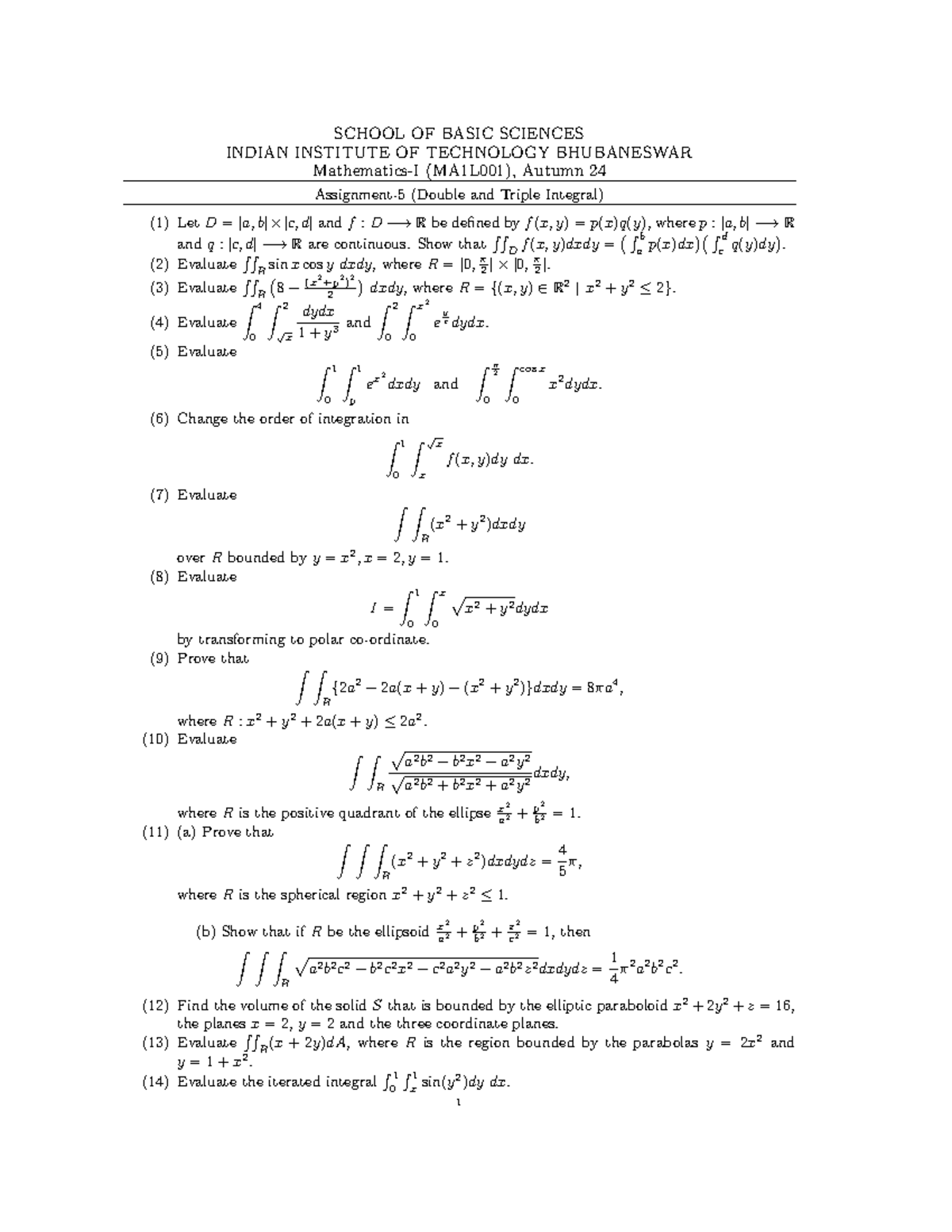 Math1 Tutorial 5 - Lecture Notes - SCHOOL OF BASIC SCIENCES INDIAN ...
