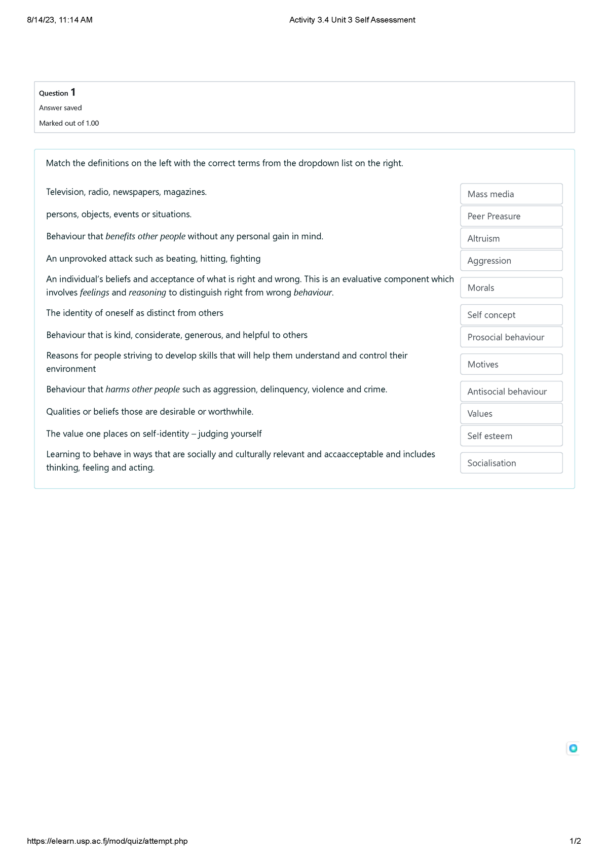 Activity 3.4 Unit 3 Self Assessment - 8/14/23, 11:14 AM Activity 3 Unit ...