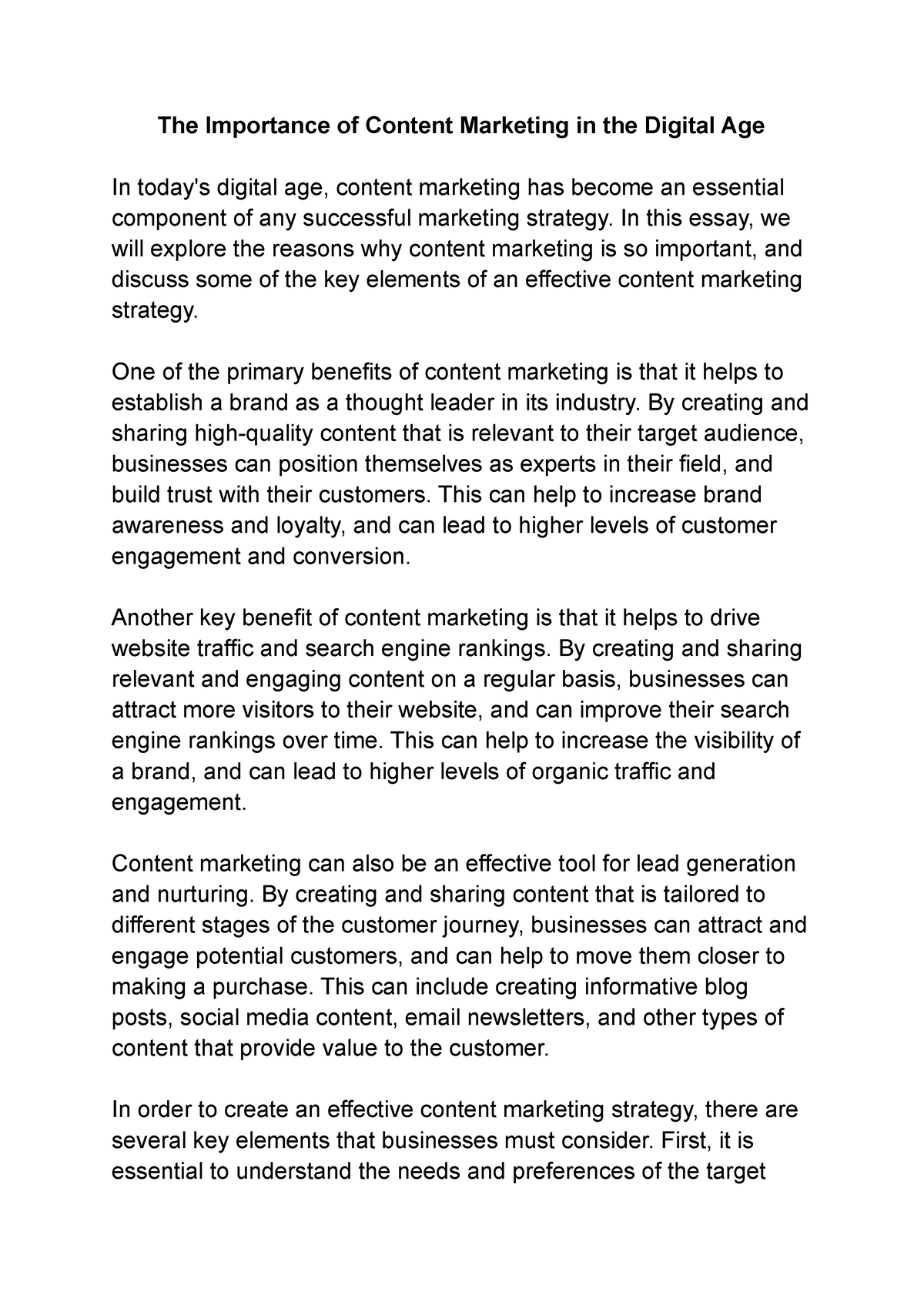 short essay on online marketing