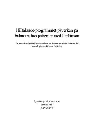 Parkinson: Patofysiologi, etiologi, symtombild och sjukdomsförlopp ...