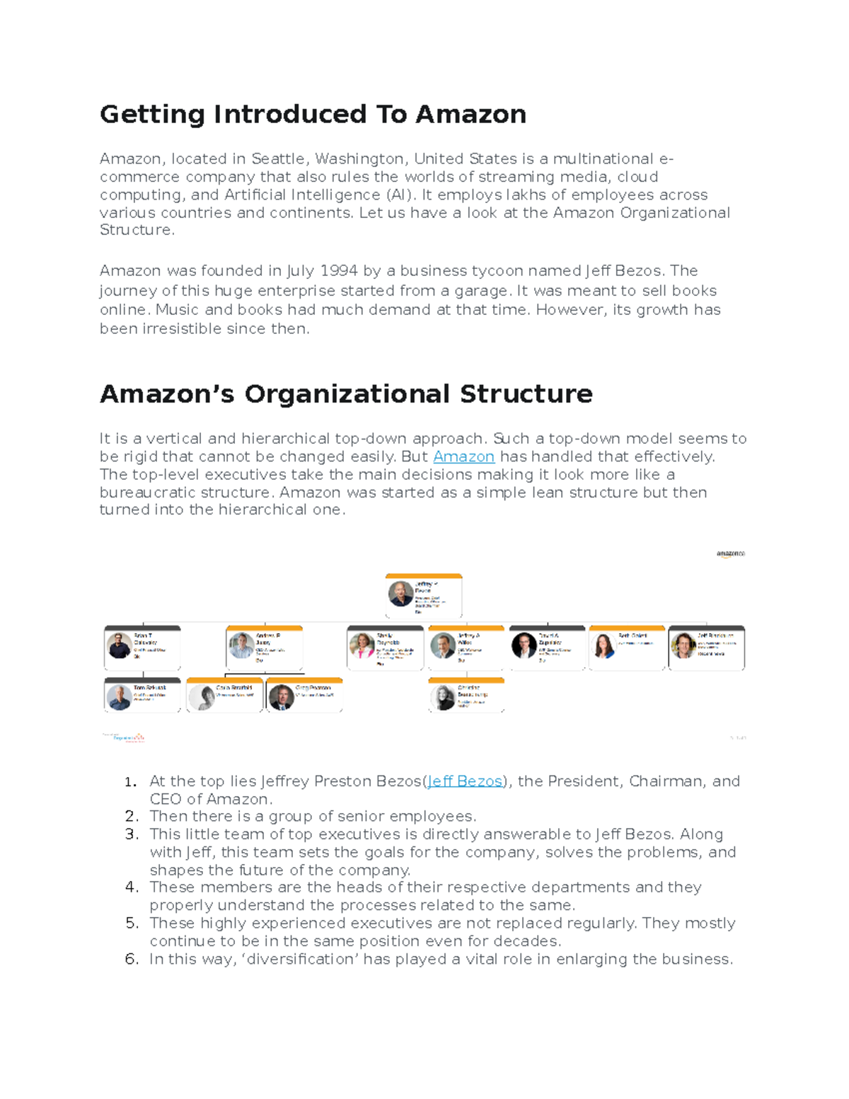 Getting Introduced To Amazon Org Structure - Getting Introduced To ...