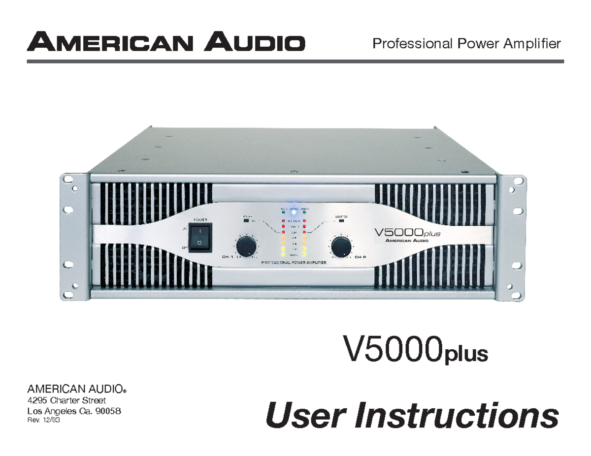 V5000 Plus Sp - Diagrama - User Instructions AMERICAN AUDIO® 4295 ...