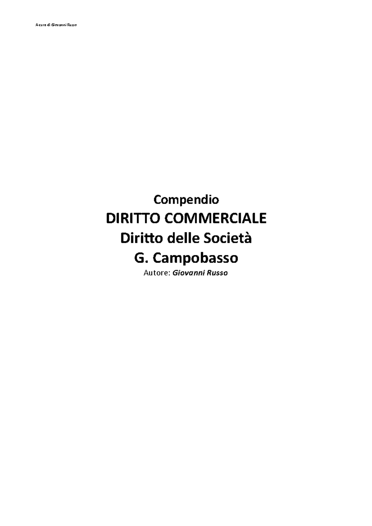 Diritto Commerciale - Le Società - Compendio DIRITTO COMMERCIALE ...