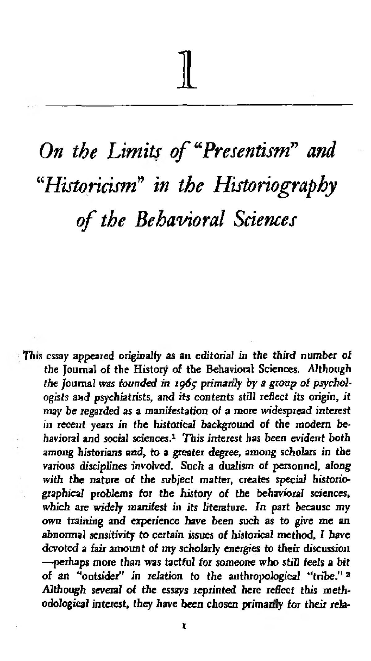 Stocking 1968 On The Limits Of ‘Presentism’ And ‘Historicism’ In The ...