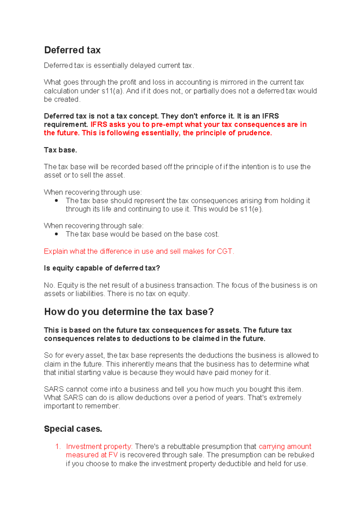 Deferred Tax - Bulletpoints - Deferred tax Deferred tax is essentially ...
