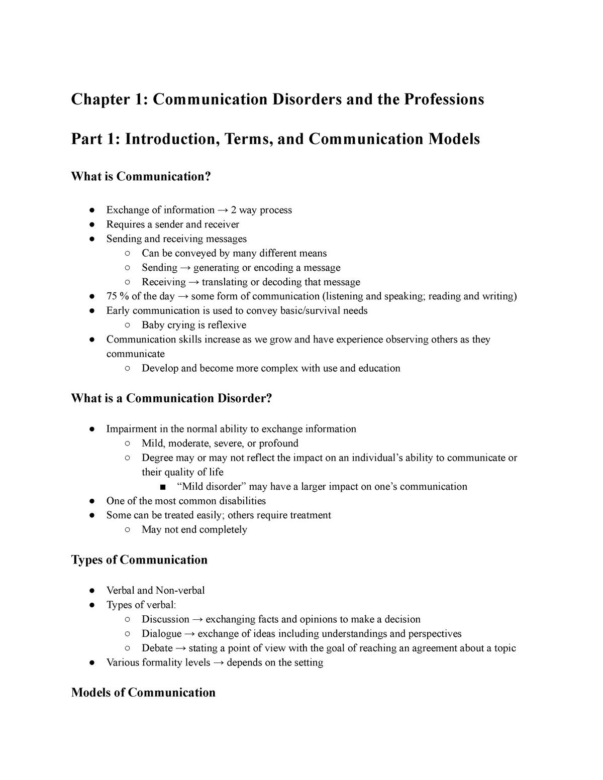 communication disorders research paper topics