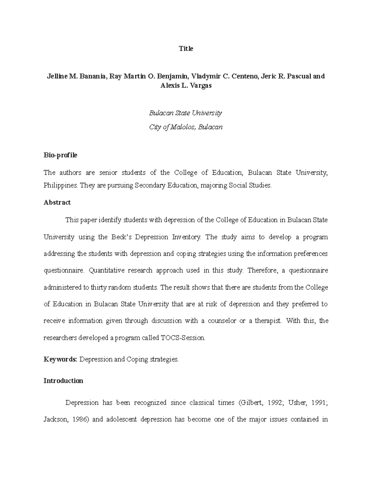 Introduction, Methods, Results, and Discussion - Education - BulSU ...