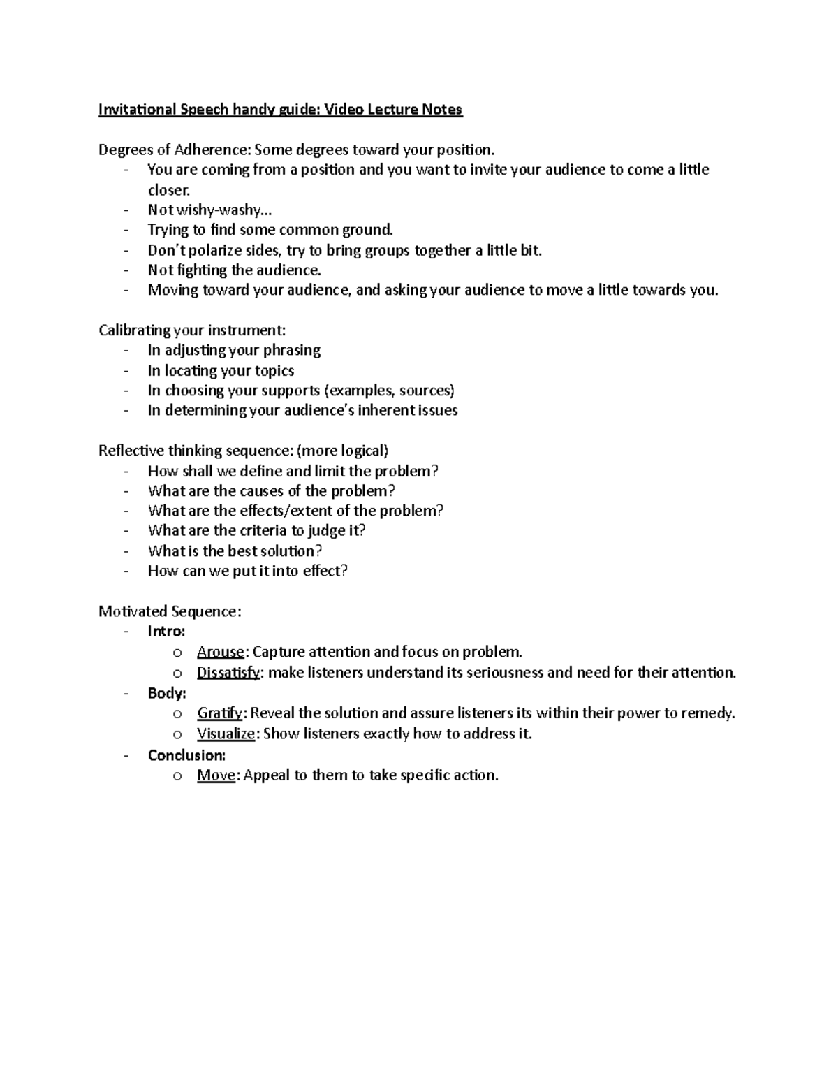 Invitational Speech Video Notes - Invitational Speech handy guide ...