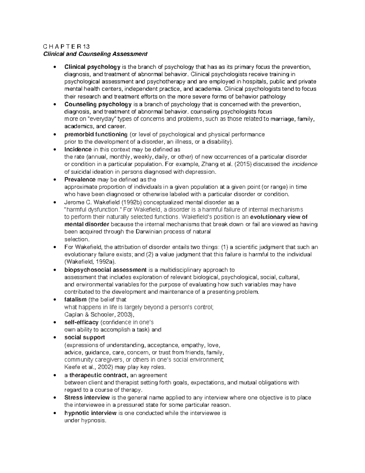 PSYC H Assess Finals-converted - C H A P T E R 13 Clinical and ...
